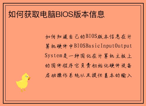 如何获取电脑BIOS版本信息